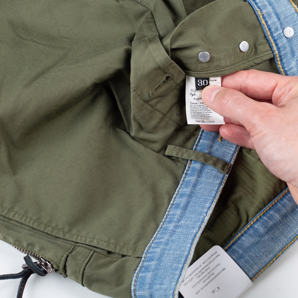 Daniele Alessandrini Military Green Cut and Sew chino pants - Picture 2 of 11